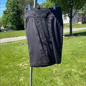 Elegant Black Pencil Skirt with Floral Pattern